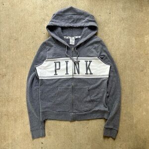 Victoria's Secret Gray and White Hoodie Jacket